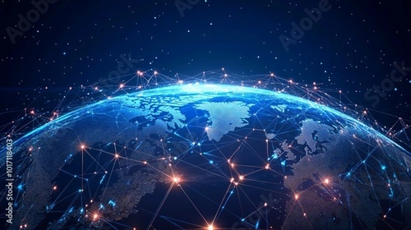 Fototapeta Digital Globe with Interconnected Nodes and Lines