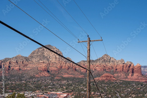 Obraz Utility Lines in Desert Landscape
