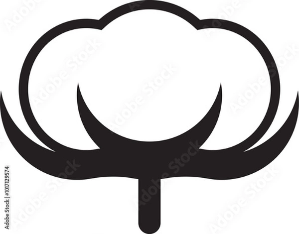 Obraz Silhouette of an icon of a mature organic cotton plant with a drawn black outline. Flat doodle style. Vector illustration.