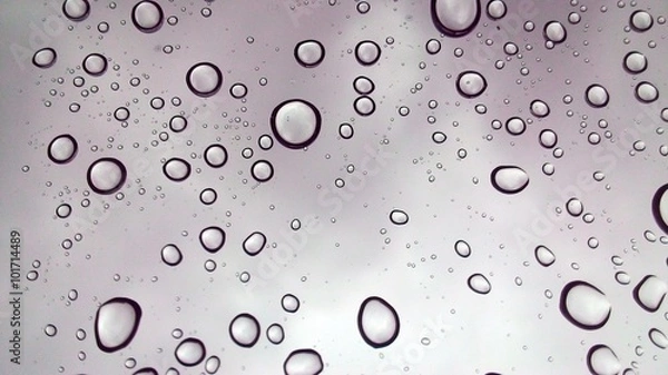Fototapeta Water droplets on transparent glass