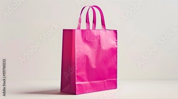 Obraz Hot Pink Shopping Bag on a white Background with Copy Space