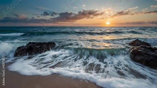 Fototapeta sunset on the beach