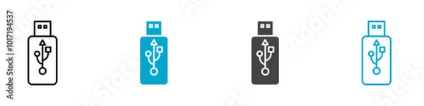 Fototapeta usb icon Simple vector set isolated