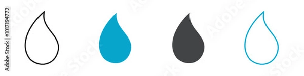 Fototapeta water drop icon Simple vector set isolated