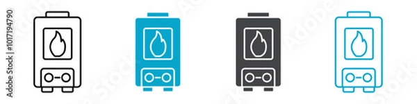 Fototapeta water heater icon Simple vector set isolated