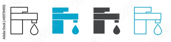 Fototapeta water tap icon Simple vector set isolated