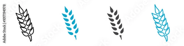 Fototapeta wheat icon Simple vector set isolated