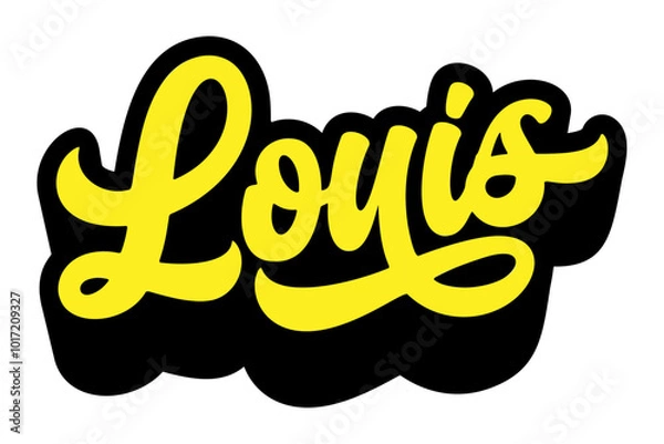Fototapeta Given name Louis written in retro groovy three-dimensional script lettering