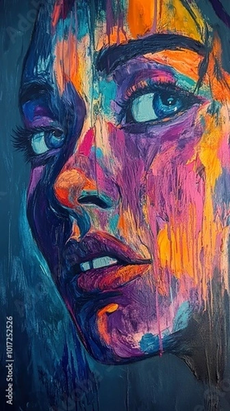 Fototapeta Abstract Colorful Portrait of a Woman - Expressive Art