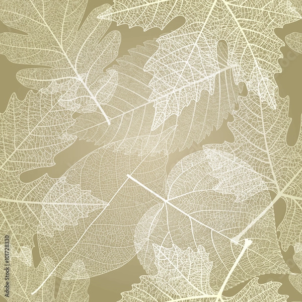 Obraz Seamless pattern with colored autumn leaves. Vector, EPS 10.
