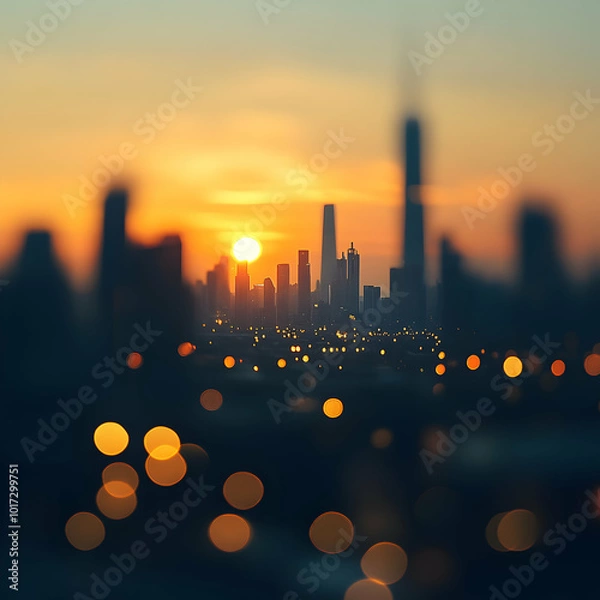Obraz sunset over city