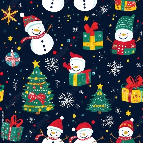 Fototapeta Holiday repetitive tile patterns for wrapping paper for Gift box