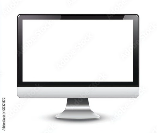 Fototapeta A modern, sleek black and silver computer monitor with a blank screen.