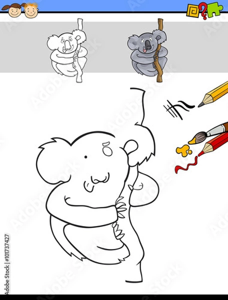 Fototapeta finish and color task with koala