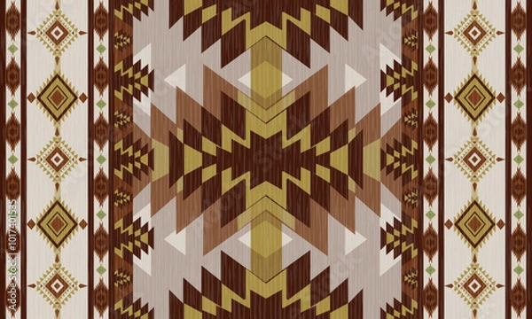 Fototapeta  Navajo Tribal and Native American seamless pattern Ethnic SouthWestern decor style. Boho geometric ornament. Vector seamless pattern. Mexican blanket, rug,Woven, carpet, Aztec ornament pattern