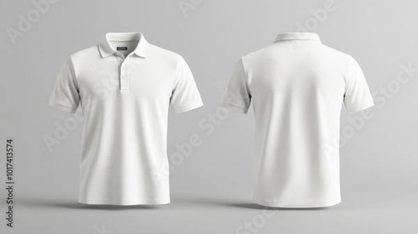 Fototapeta blank white polo tshirt template for men front view product mockup