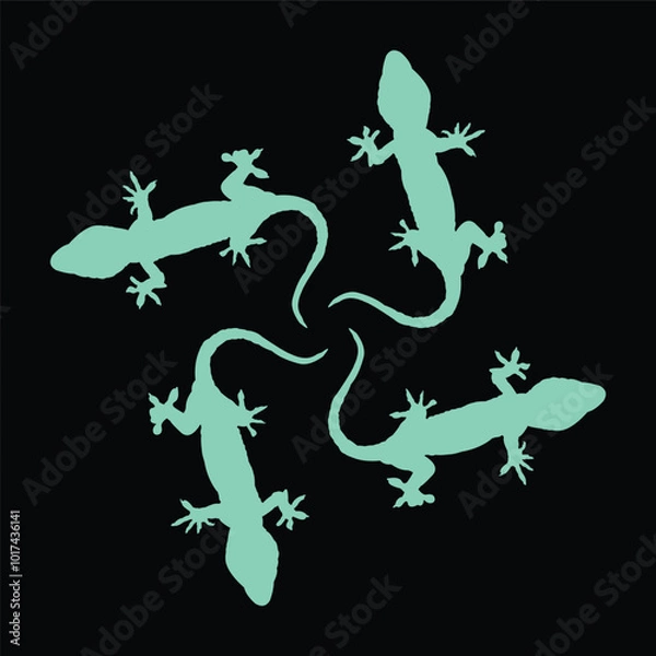 Fototapeta ceramic or tile designs with blue reptile motifs