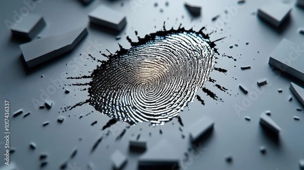 Fototapeta Fingerprint impression on a textured surface, abstract background.