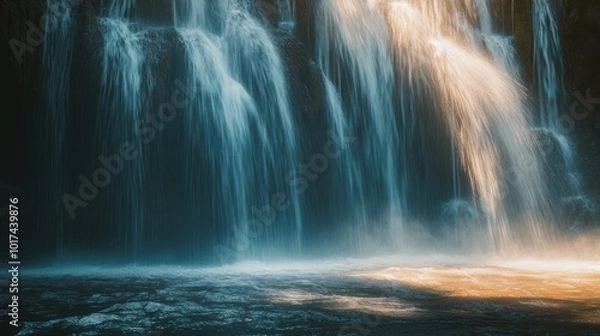 Obraz Waterfall Flowing into Calm Pool