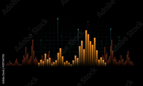 Obraz Stock analysis graph background image, currency increase, business sales, online marketing