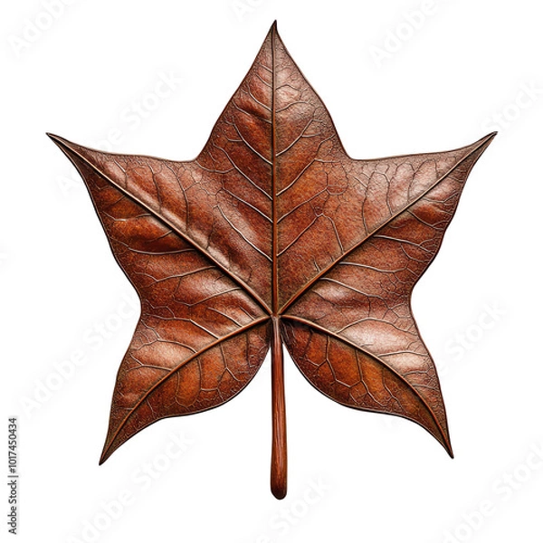 Fototapeta Brown leaf on white isolated background