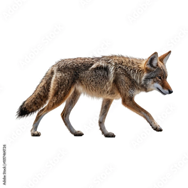 Fototapeta Side of coyote on transparent background PNG Generative AI