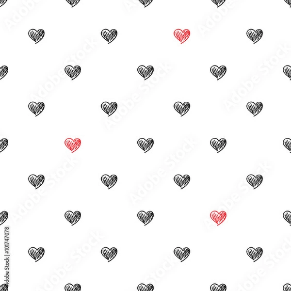 Obraz Hand-drawn doodle seamless pattern with hearts
