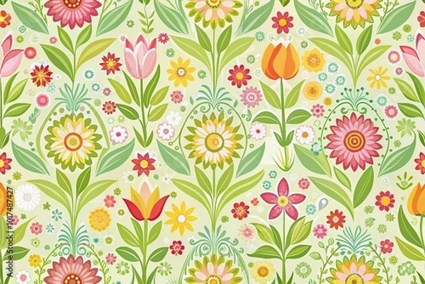 Obraz Abstract spring wallpaper with intricate leaf designs