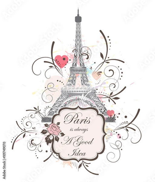 Obraz Eiffel tower, romantic background