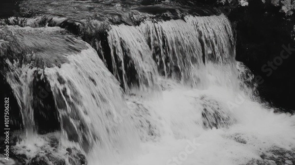 Obraz Waterfall Cascade in Black and White