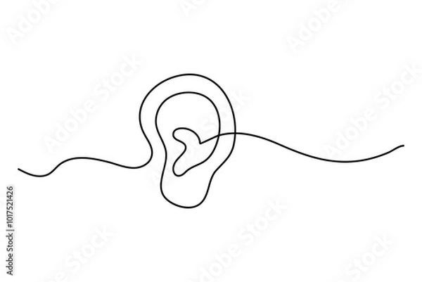 Fototapeta Minimalist one line drawing of a human ear a contemporary artistic interpretation of human anatomy