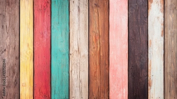 Fototapeta Colorful Reclaimed Wood Paneling Background Texture