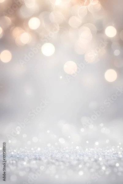 Obraz Silver christmas with bokeh lights background