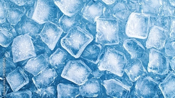 Fototapeta Closeup of Shiny Ice Cubes Texture Background   Abstract Cold Design