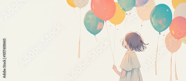 Obraz 風船と女の子の背景