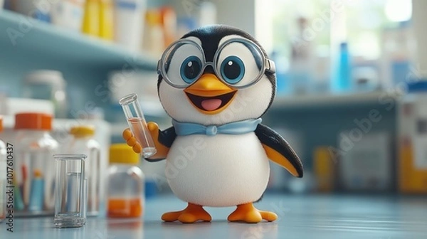 Fototapeta Cute Penguin Scientist