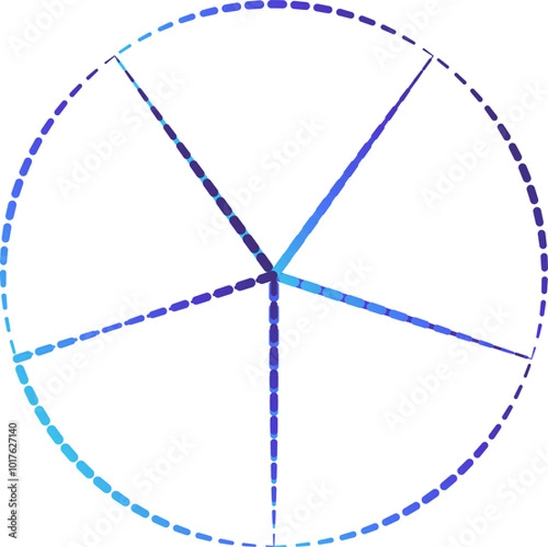 Fototapeta Geometric dashed line shape and icon element for tech, digital, cyber, web