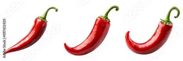 Fototapeta Red chili pepper isolated on transparent background food PNG for spice designs or hot sauce illustrations