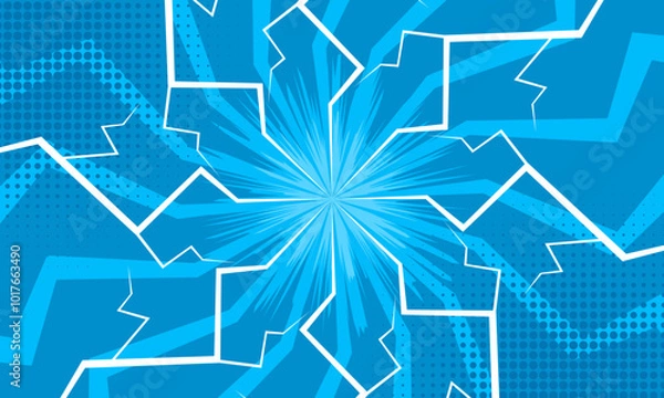Fototapeta abstract blue comic background with lightning effect