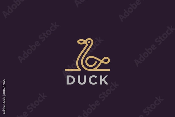 Obraz Swan Duck Logo design wektor liniowy. Luksusowy przebiegłość ikona Bird