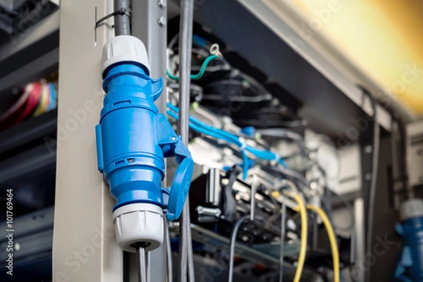 Obraz Electric power cable for Server computer in datacenter