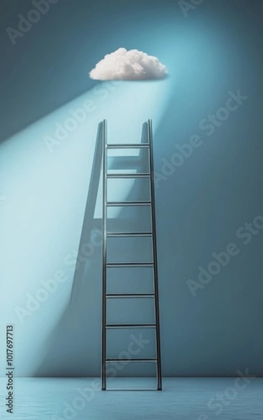 Fototapeta A Close-up of a Metallic Ladder Symbolizing Wealth Ranking, Featuring Minimalist Design Elements Highlighting Financial Success and Social Status Concepts.