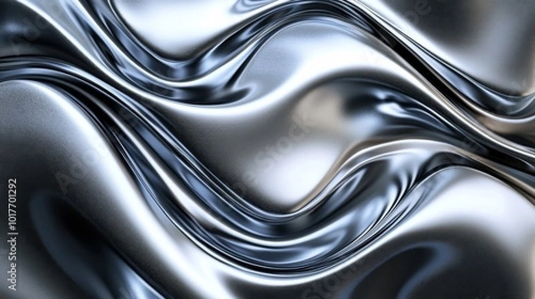 Obraz Abstract Metallic Waves with Reflective Surface
