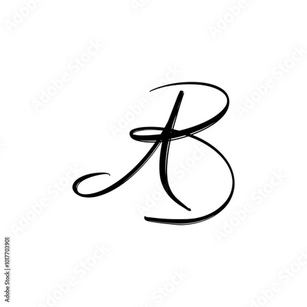 Obraz initial letter ab handwriting unique logo black