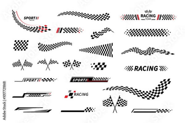 Fototapeta Start and finish flag. Race flag. Checkered flag. Racing stripes. Race motorsport graphics. Vector illustration