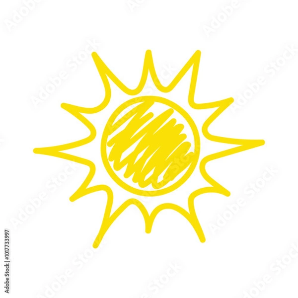 Fototapeta Hand drawn sun icon. Summer design. Vector illustration