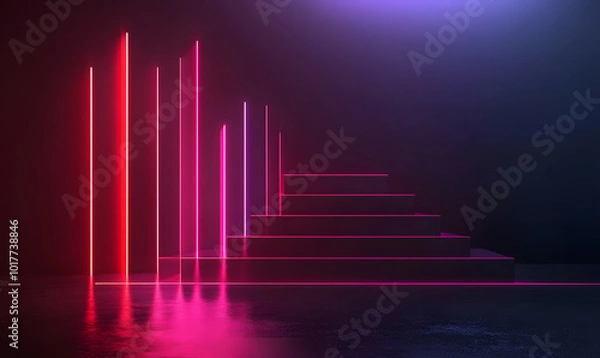 Obraz Futuristic financial dashboards and luxury business charts with glowing neon lines, gold accents, and connected nodes for corporate branding.