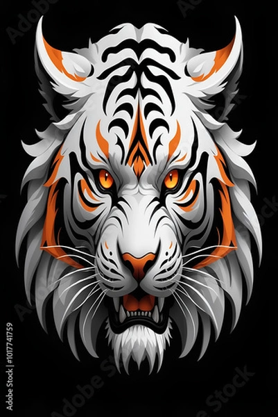 Obraz WHITE TIGER HEAD ONI STYLE.