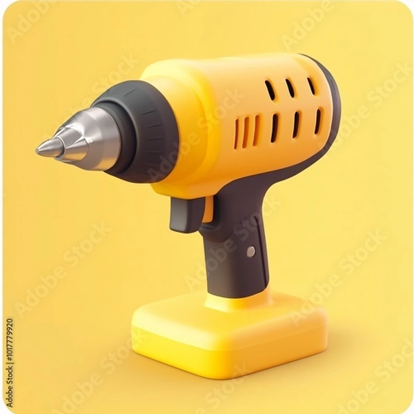 Obraz 3D Drill Icon: Construction and Power Tool Illustration Logo