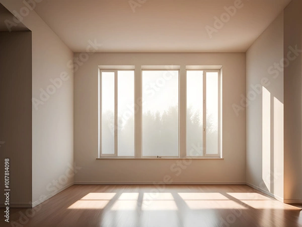 Fototapeta empty room with windows. front view
